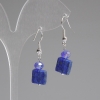 Pendientes de lapislázuli facetado en cuadrado 10x10 mm ±, rondel de vidrio checo 6x5 mm ±, longitud 37 mm +