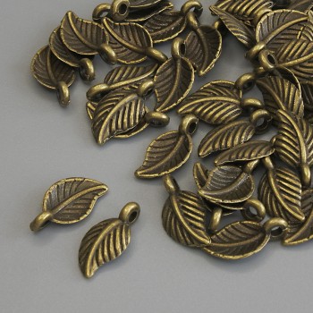 Colgante 'Hoja' color bronce, diámetro 15×7 mm +- empaque de 42 uds
