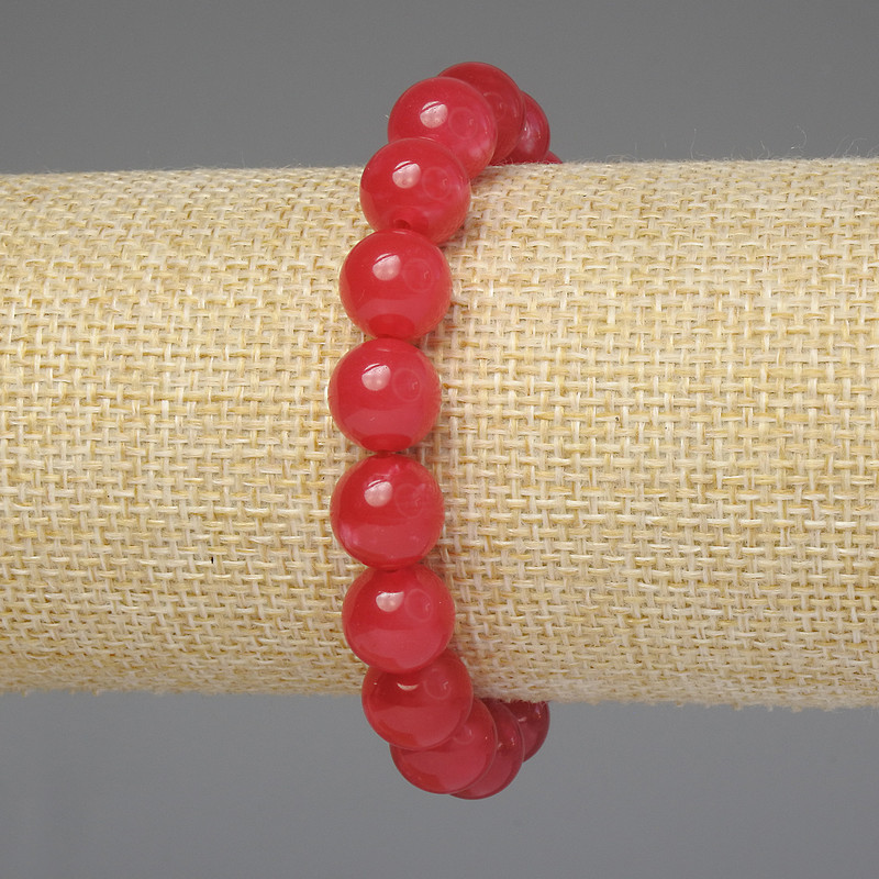 Pulsera de turmalina, bolas lisas de 10 mm, longitud 18 cm, elástica