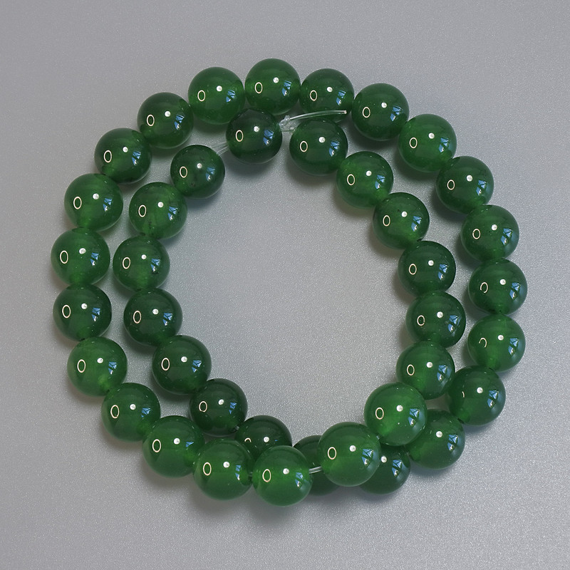 Cuentas de crisoprasa, bolas lisas, diámetro 10 mm ±, longitud 38 cm ±, en hilo