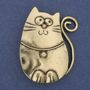 Broche colgante «Gato» dorado en metal 45x33 mm+
