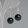 Pendientes de obsidiana solar, bola lisa, diámetro 14 mm, longitud 32 mm, metal plateado