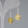 Pendientes de citrino, bola lisa, diámetro 12 mm ±, longitud 30 mm ±, metal plateado