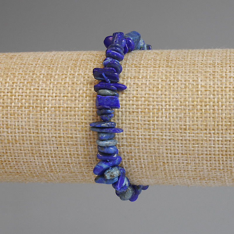 Pulsera de trocitos de lapislázuli 4–8×1–3 mm ±, longitud 18 cm, elástica