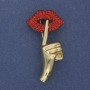 Broche Acento con strass rojos, metal dorado 45×24 mm+