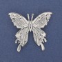 Broche mariposa de metal plateado, 45×42 mm