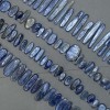 Cuentas facetadas de kunzita en forma de mariposa, surtido de tamaños, diámetro 14-50×7-22 mm ±, cuentas de 5 mm ±, longitud 39 mm ± en hilo