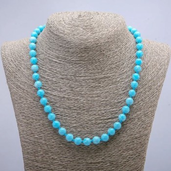 Collar de larimar natural, bolita lisa, diámetro 8 mm, longitud 46 cm