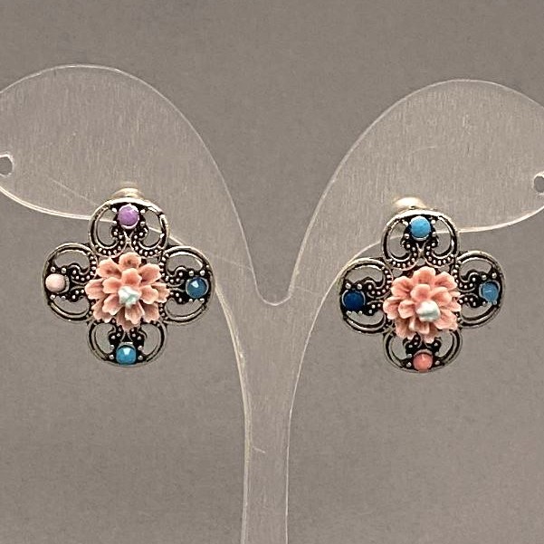 Pendientes «Asters» rosados, diámetro 22 mm