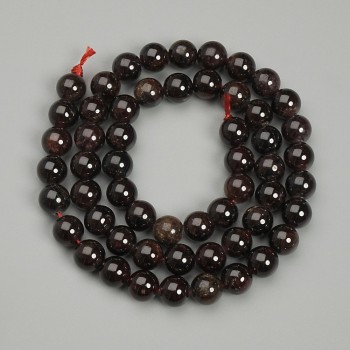 Cuentas de granate en bola, diámetro 7 mm, longitud 38 cm +/-
