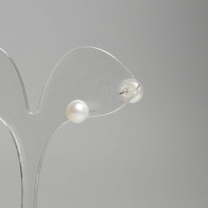 Pendientes de botón con perlas de río, diámetro de 7 mm+
