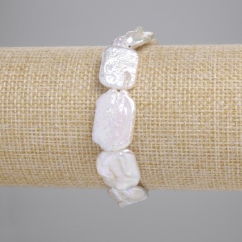 Pulsera de perlas barrocas con tono gasolina, diámetro 18-21×13-14 mm +/-, longitud 18 cm +/- (elástica)