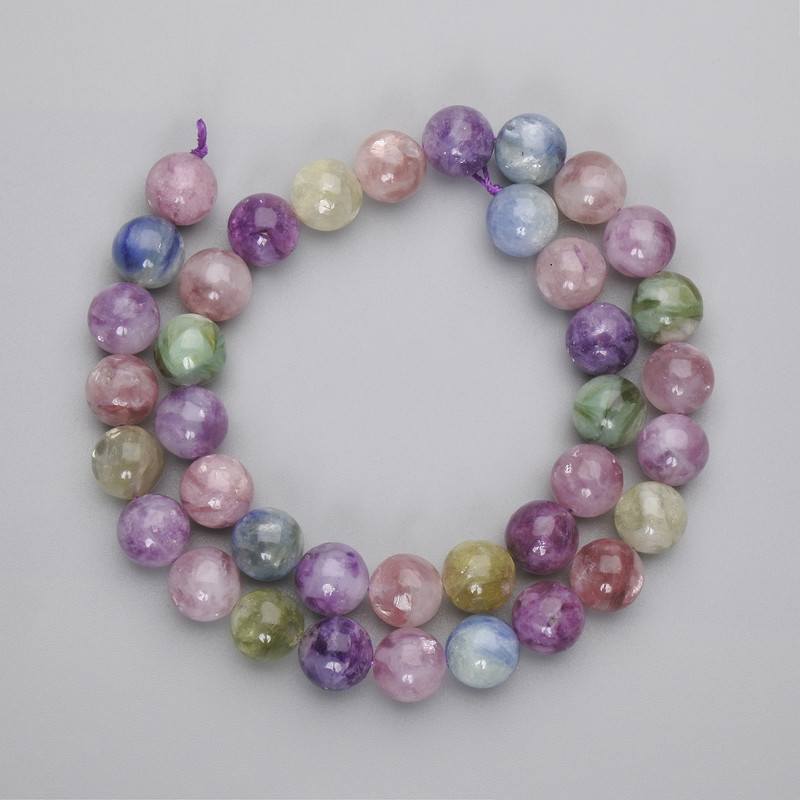 Cuentas de lepidolita, bolas lisas, diámetro 10 mm, longitud 38 cm ± en hilo