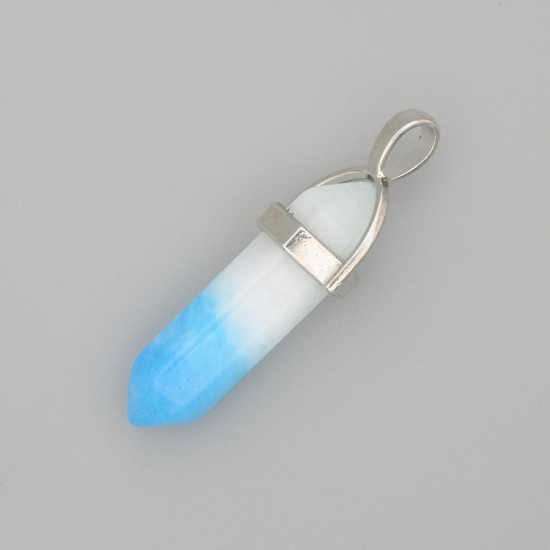 Colgante de cuarzo teñido blanco-azulado, hexagonal de 4 cm+