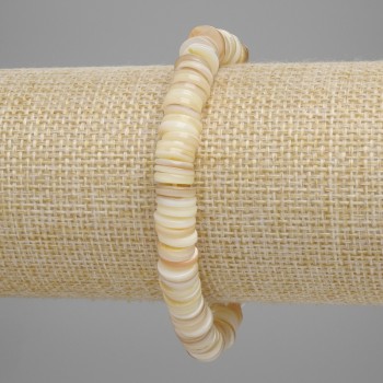 Pulsera de concha Scapharca en rondeles, diámetro 8×1,5 mm, longitud 18 cm, elástica