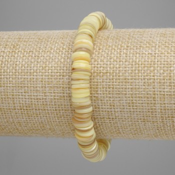 Pulsera de concha Scapharca rondel, diámetro 8×1–2 mm, longitud 18 cm, elástica