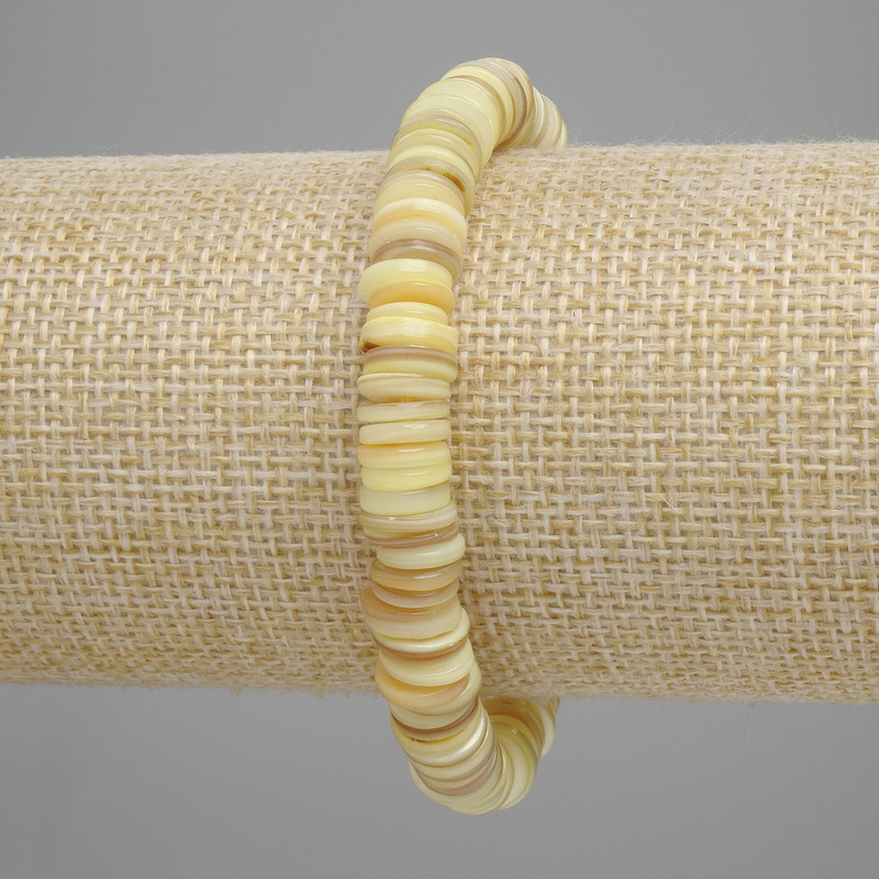 Pulsera de concha Scapharca rondel, diámetro 8×1–2 mm, longitud 18 cm, elástica