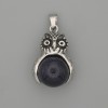 Colgante «Búho» de aventurina Noche Kaïra, metal plateado, diámetro 30×20 mm, longitud 37 mm ±