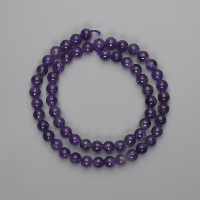 Cuentas de amatista, bolas lisas de 6 mm ±, longitud 38 cm