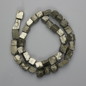 Cuentas de pirita naturales tamboreadas, diámetro 4–12×7–11 mm, longitud 38 cm en hilo
