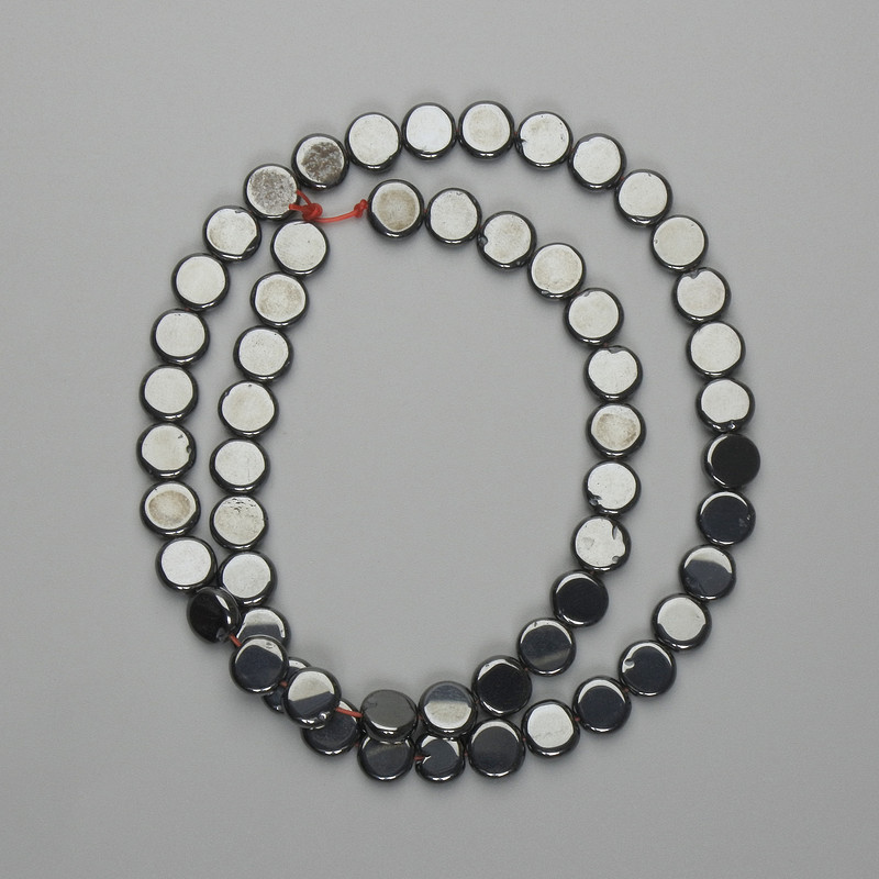 Cuentas de hematita en forma de monedas de 8 mm, longitud 40 cm+