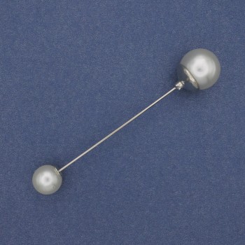 Broche-aguja Mallorquina con perlas 9–12 mm, metal en tono plateado, 73 mm+