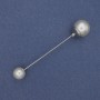 Broche-aguja Mallorquina con perlas 9–12 mm, metal en tono plateado, 73 mm+