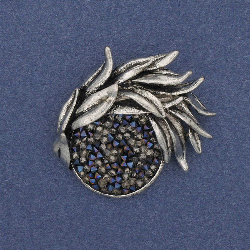 Broche-pendiente «Acento» plateado con cristales de strass 44×40 mm+