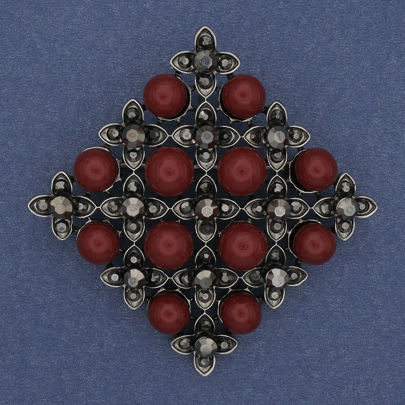 Broche-colgante Rombo Turmalina plateado 56 mm+