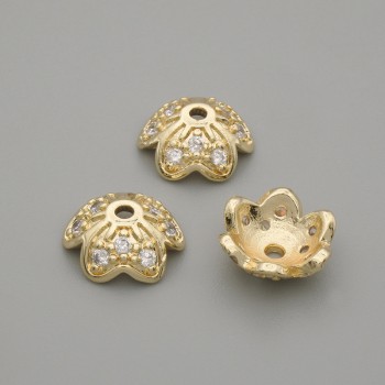 Capuchón para cuentas color dorado, diámetro 10 mm, orificio 1,4 mm, por 1 pieza