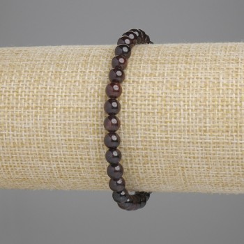 Pulsera de granate con cuentas lisas de 5 mm, longitud 18 cm, elástica