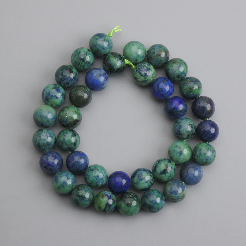 Cuentas de azurita, bolas lisas, diámetro 10,5 mm, longitud 38 cm
