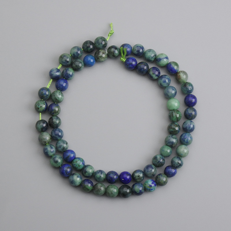 Cuentas de azurita, bolas lisas, diámetro 6 mm ±, longitud 38 cm ±