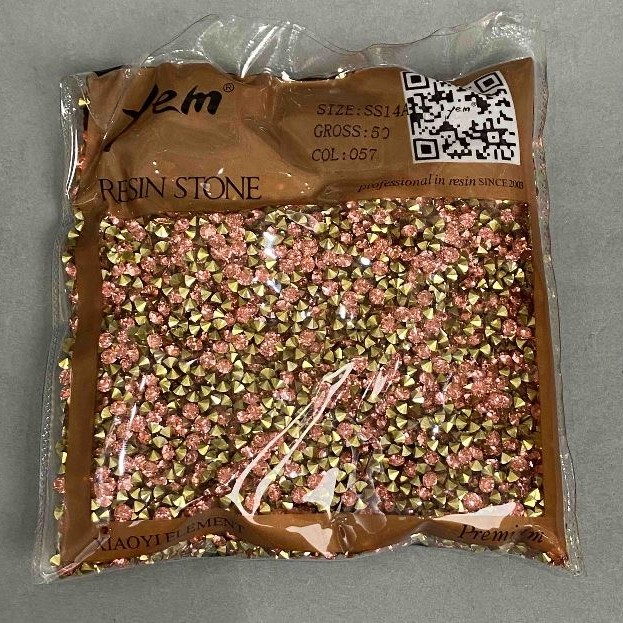 Piedras de strass rosadas, diámetro 4 mm ±, envase de 75 g (±)