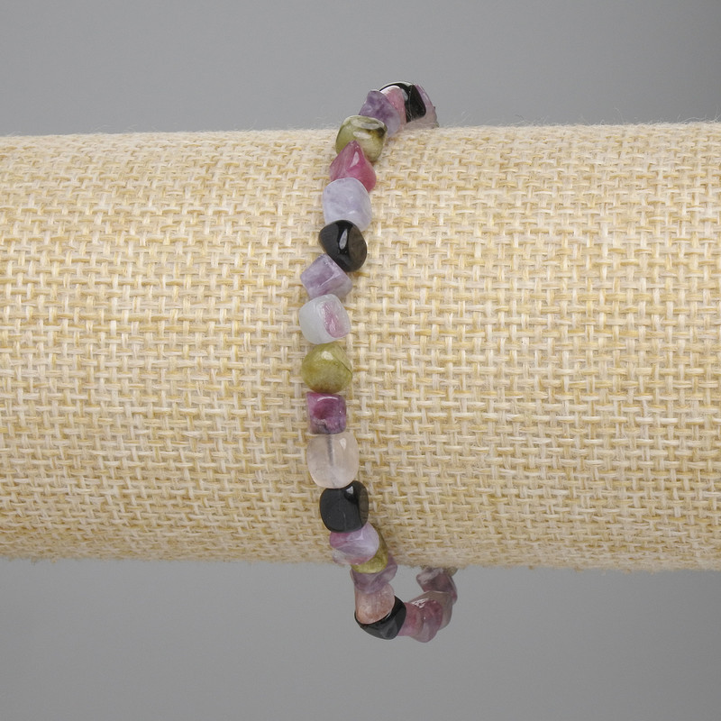 Pulsera de turmalina pulida 6–7×5–6 mm, longitud 18 cm, elástica