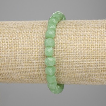 Pulsera de crisoprasa facetada en cubos, diámetro 7×7 mm, longitud 18 cm, elástica