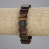 Pulsera ojo de tigre, ojo de buey y ojo de halcón, eslabón facetado, diámetro 15×10-11 mm ±, longitud 18 cm ±, elástica