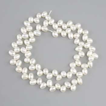Cuentas de perlas de agua dulce ovaladas con forma de mariposa, diámetro 6,5-7,5×4,5 mm, longitud 38 cm aprox. en hilo