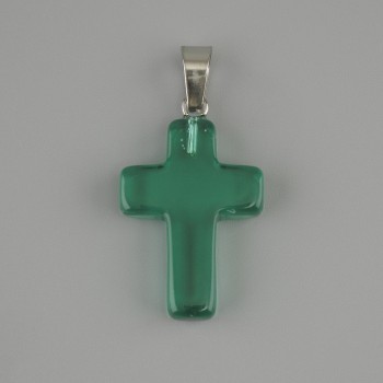 Colgante cruz de cuarzo teñido 25x18mm+-, longitud 35mm+
