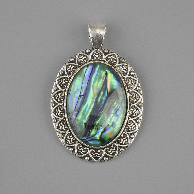 Colgante de Haliotis 44×28 mm ± color plateado
