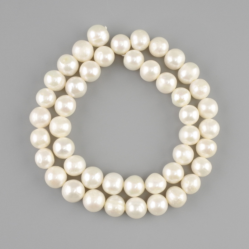 Perlas naturales de río 8–9 mm, longitud 38 cm