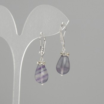 Pendientes de fluorita en forma de lágrima, diámetro 14×10 mm ±, longitud 37 mm ±