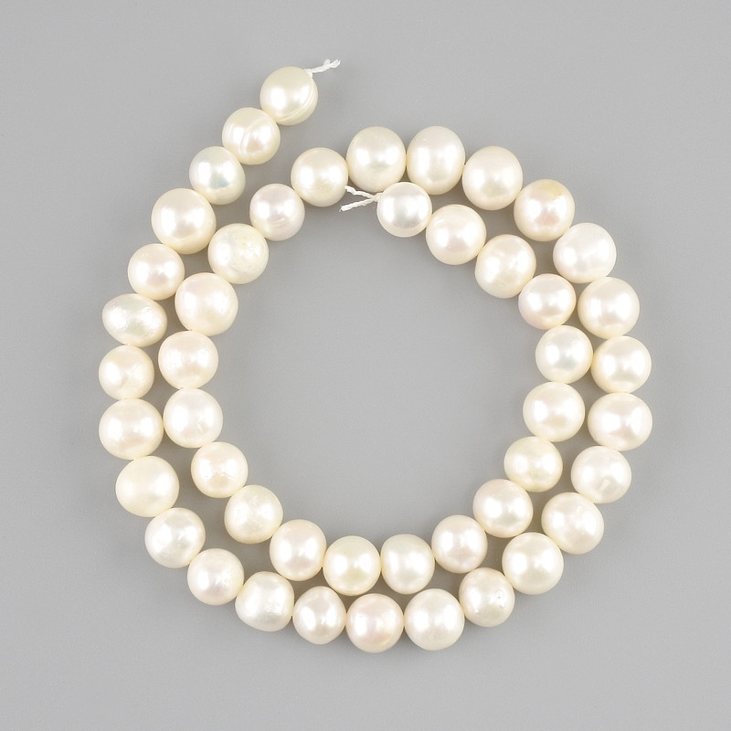 Cuentas de perla de río, diámetro 7,5-8×7-8 mm, en hilo, longitud 36 cm+