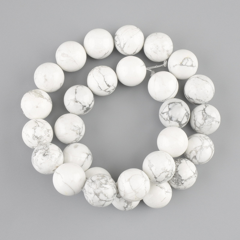 Cuentas de kaholong, bolas lisas de 14 mm, en hilo, longitud 39 cm ±