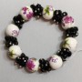 Pulsera de vidrio checo y ágata prensada, longitud 18 cm, elástica