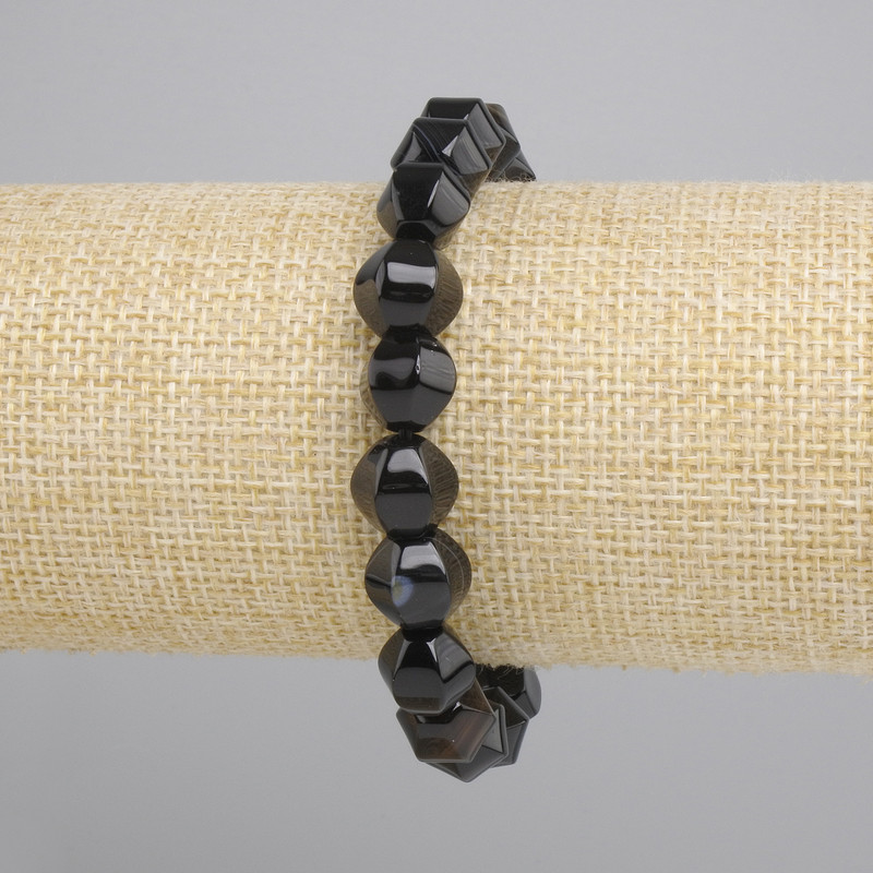 Pulsera de ágata facetada, cuentas de 9 mm, 18 cm elástica