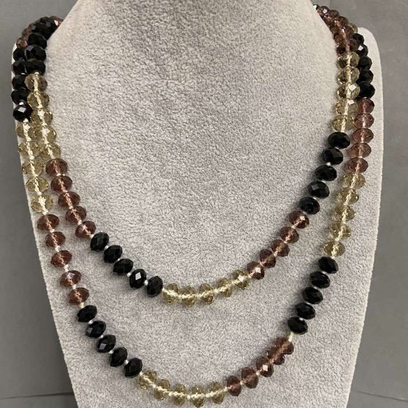 Collar largo de cristal checo, 158 cm+