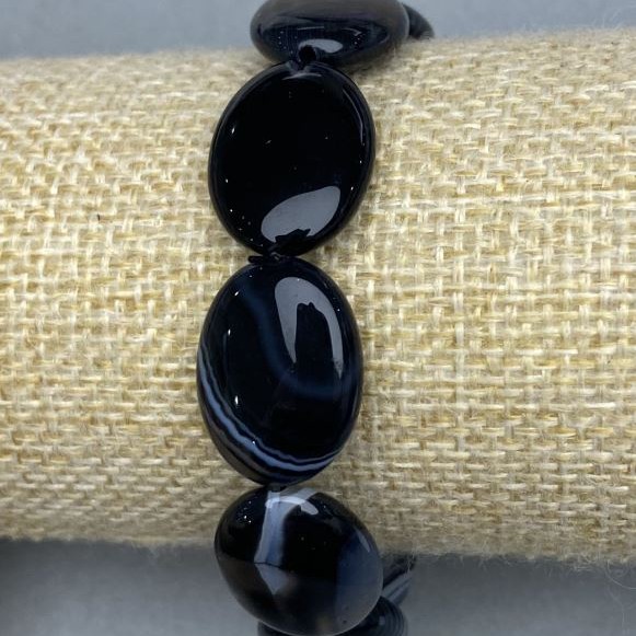 Pulsera de ágata ovalada, diámetro 20×15 mm, longitud 18 cm, elástica