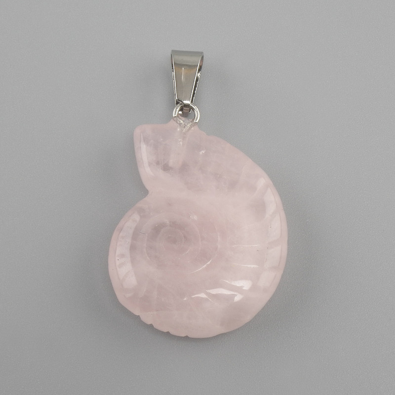 Colgante Caracol de cuarzo rosa 20x27x35 mm+
