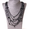 Collar telaraña negro con colgantes ovalados, 70 cm